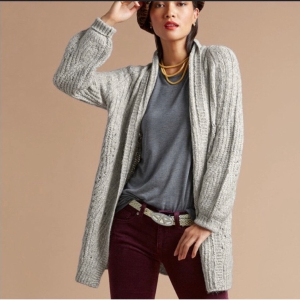 CAbi Gray Cathedral Open Cardigan Style 3472 Size Medium